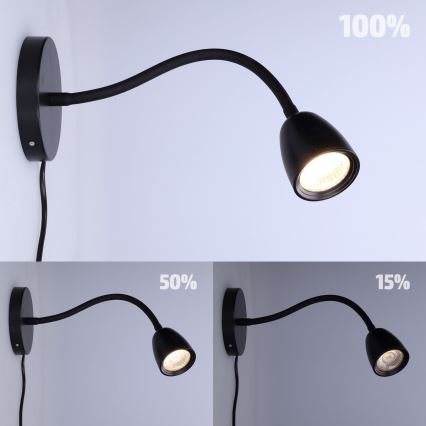 Lille LED væglampe dæmpbar LED/4W/230V sort