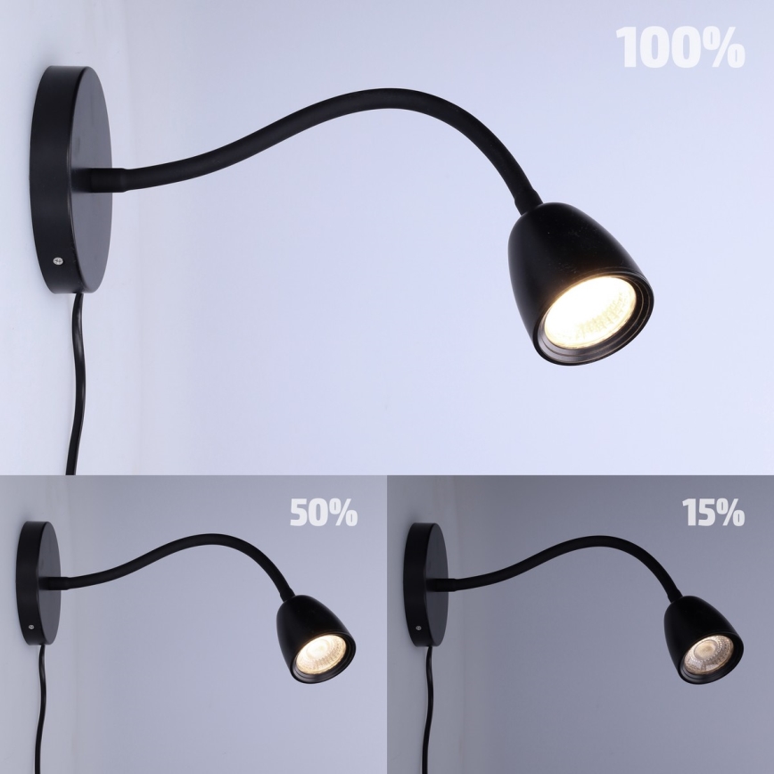 Lille LED væglampe dæmpbar LED/4W/230V sort