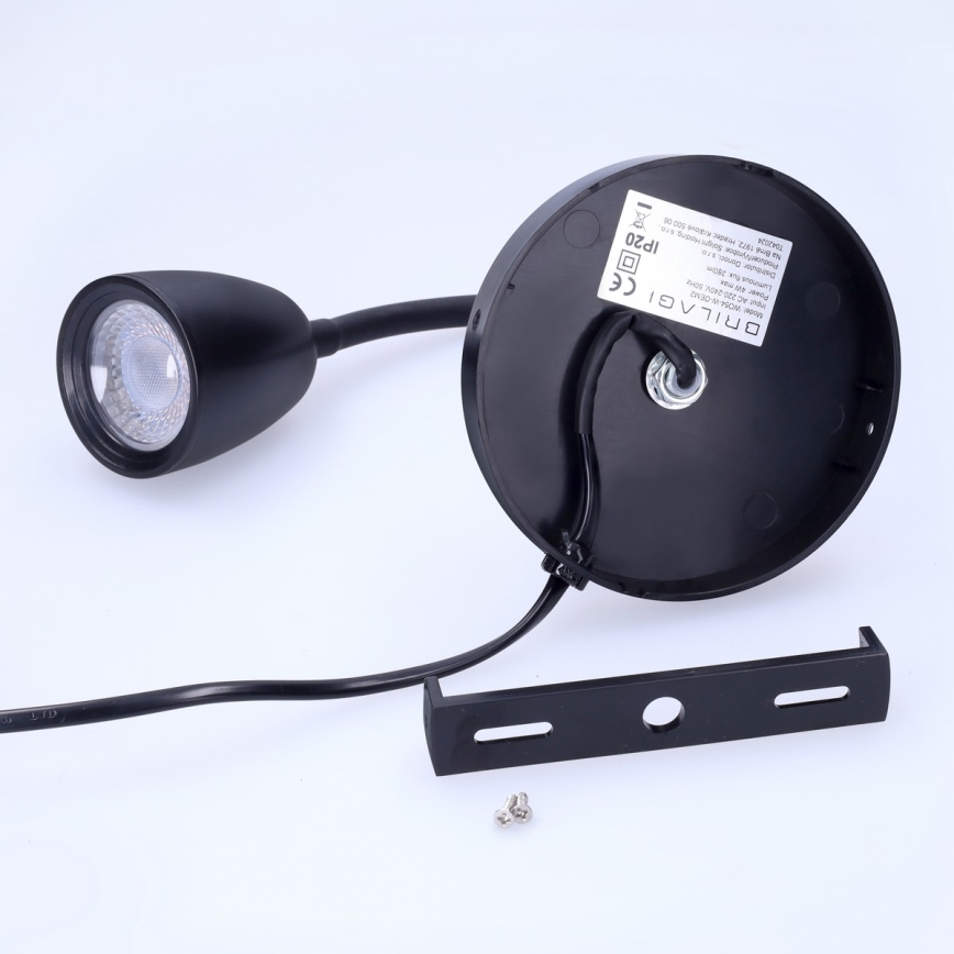 Lille LED væglampe dæmpbar LED/4W/230V sort