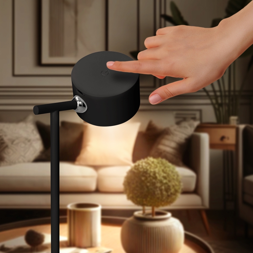 LED lampe m. touch-funktion dæmpbar og genopladelig 3-i-1 LED/4W/2000 mAh 3000/4000/6500K sort
