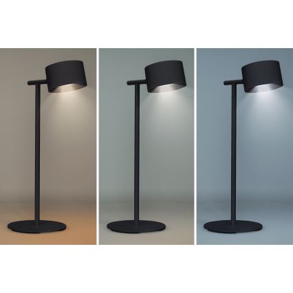 LED lampe m. touch-funktion dæmpbar og genopladelig 3-i-1 LED/4W/2000 mAh 3000/4000/6500K sort