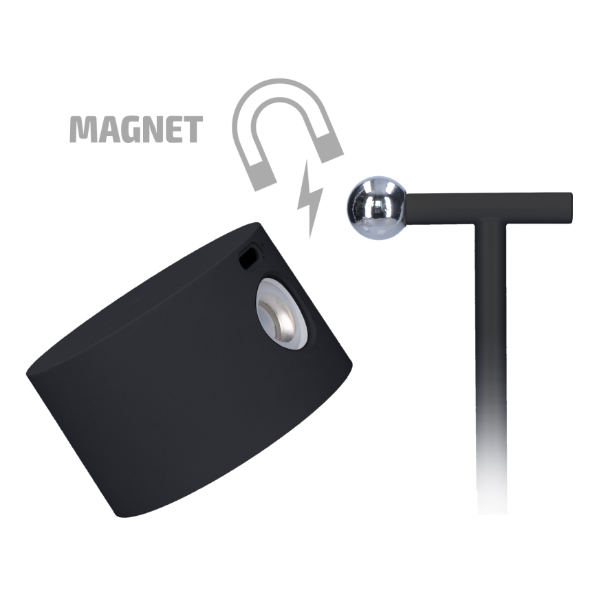 LED lampe m. touch-funktion dæmpbar og genopladelig 3-i-1 LED/4W/2000 mAh 3000/4000/6500K sort