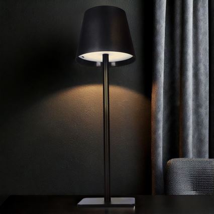 LED Dæmpbar genopladelig berøringsbetjent bordlampe LUCCA LED/3,7V 3000/4000/6500K 2000 mAh sort