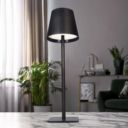 LED Dæmpbar genopladelig berøringsbetjent bordlampe LUCCA LED/3,7V 3000/4000/6500K 2000 mAh sort
