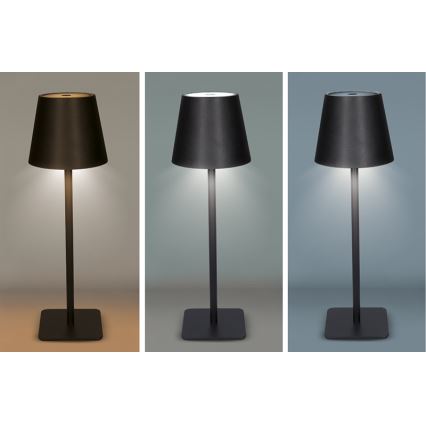 LED Dæmpbar genopladelig berøringsbetjent bordlampe LUCCA LED/3,7V 3000/4000/6500K 2000 mAh sort
