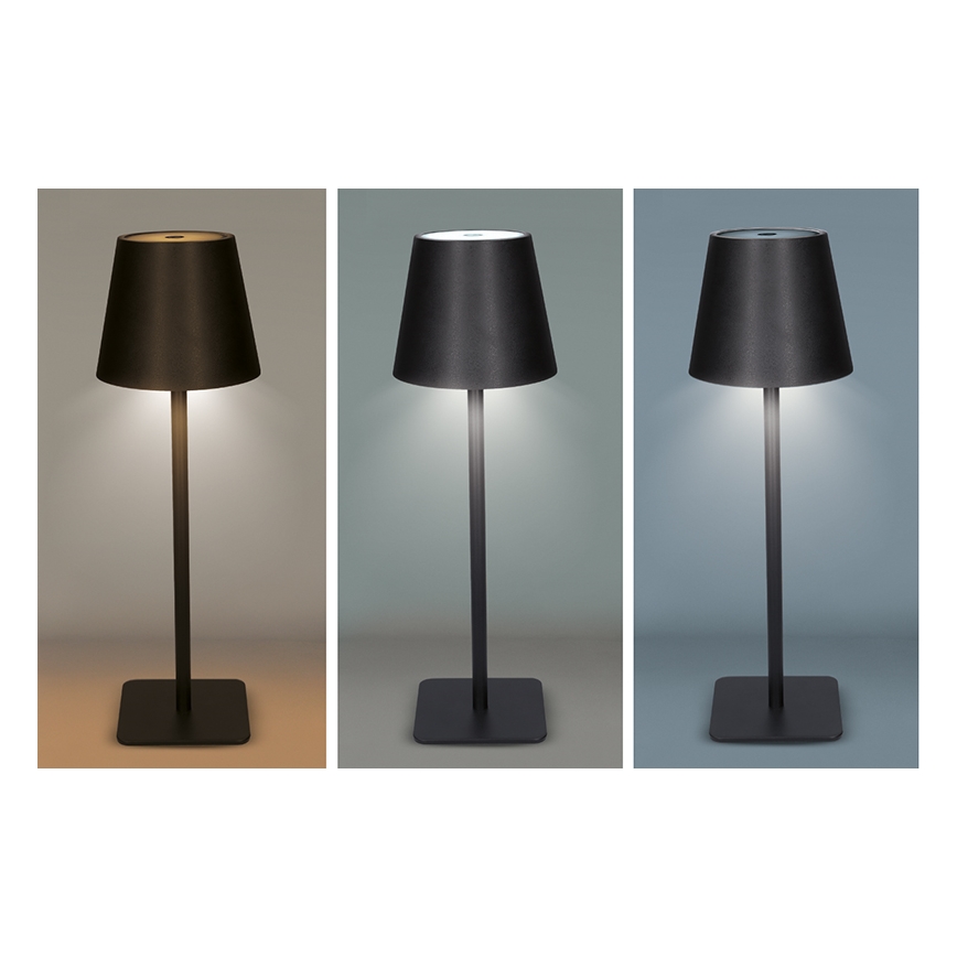 LED Dæmpbar genopladelig berøringsbetjent bordlampe LUCCA LED/3,7V 3000/4000/6500K 2000 mAh sort