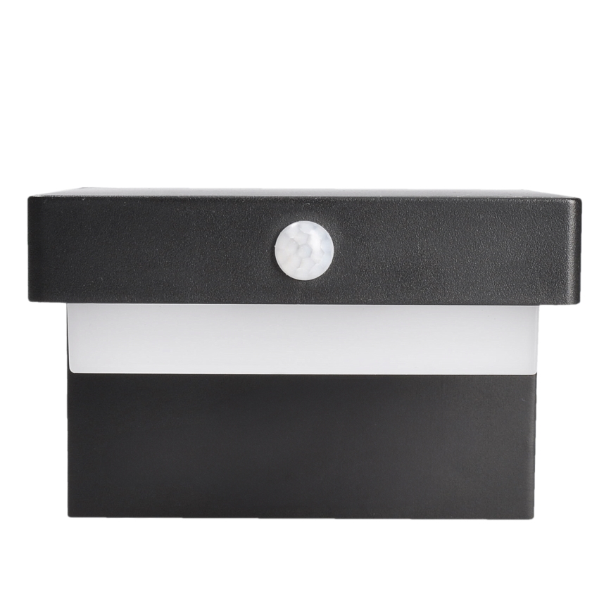 LED Solcelle væglampe med bevægelsessensor og skumringssensor PALERMO LED/5W/3,7V 2000 mAh IP54 sort
