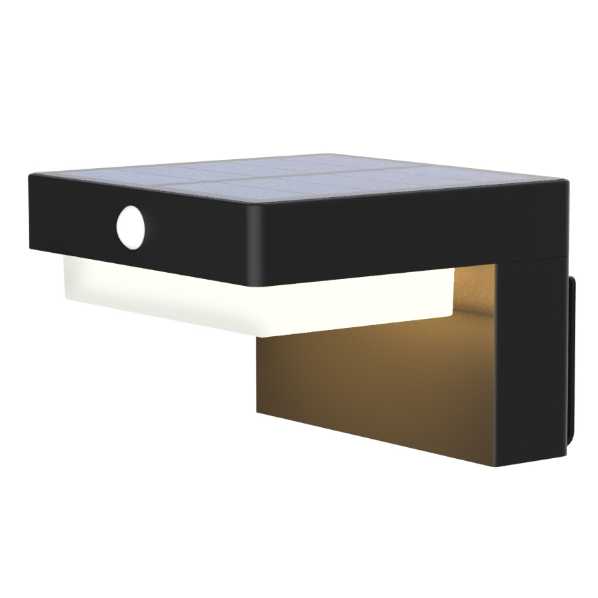 LED Soldrevet væglampe med bevægelses- og skumringssensor PALERMO LED/5W/2000 mAh IP54 sort