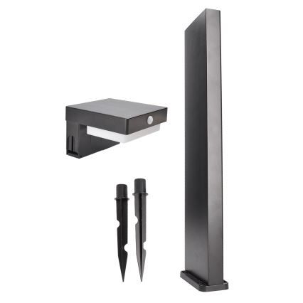 LED solcellelampe med bevægelsessensor PALERMO LED/5W/2000 mAh IP54 sort