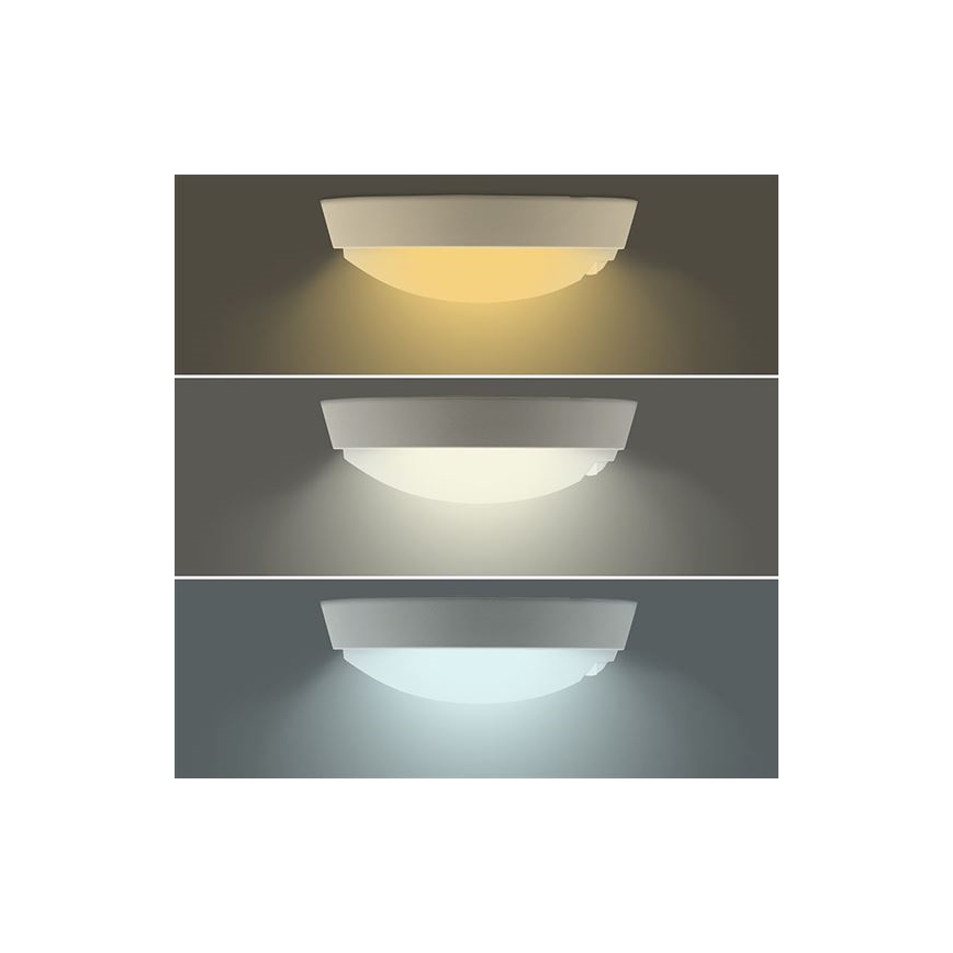 LED udendørs væglampe med sensor 2-i-1 LED/20W/230V 3000/4000/6500K IP65 Ø 22 cm