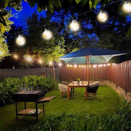 LED udendørs dekorationskæde GIRLANDA 25xE12 20m IP44 varm hvid