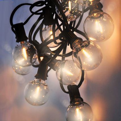 LED udendørs dekorationskæde GIRLANDA 25xE12 20m IP44 varm hvid