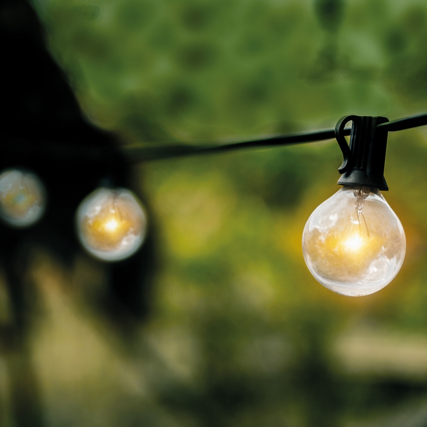 LED udendørs dekorationskæde GIRLANDA 25xE12 20m IP44 varm hvid