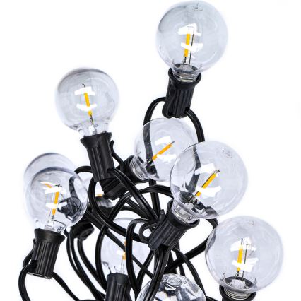 LED udendørs dekorationskæde GIRLANDA 25xE12 20m IP44 varm hvid
