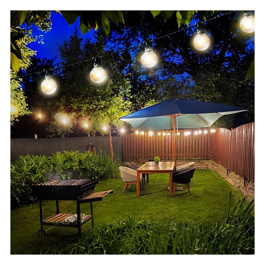 Udendørs LED lyskæde GARLAND 25xE12 20 m IP44 varmt hvidt lys