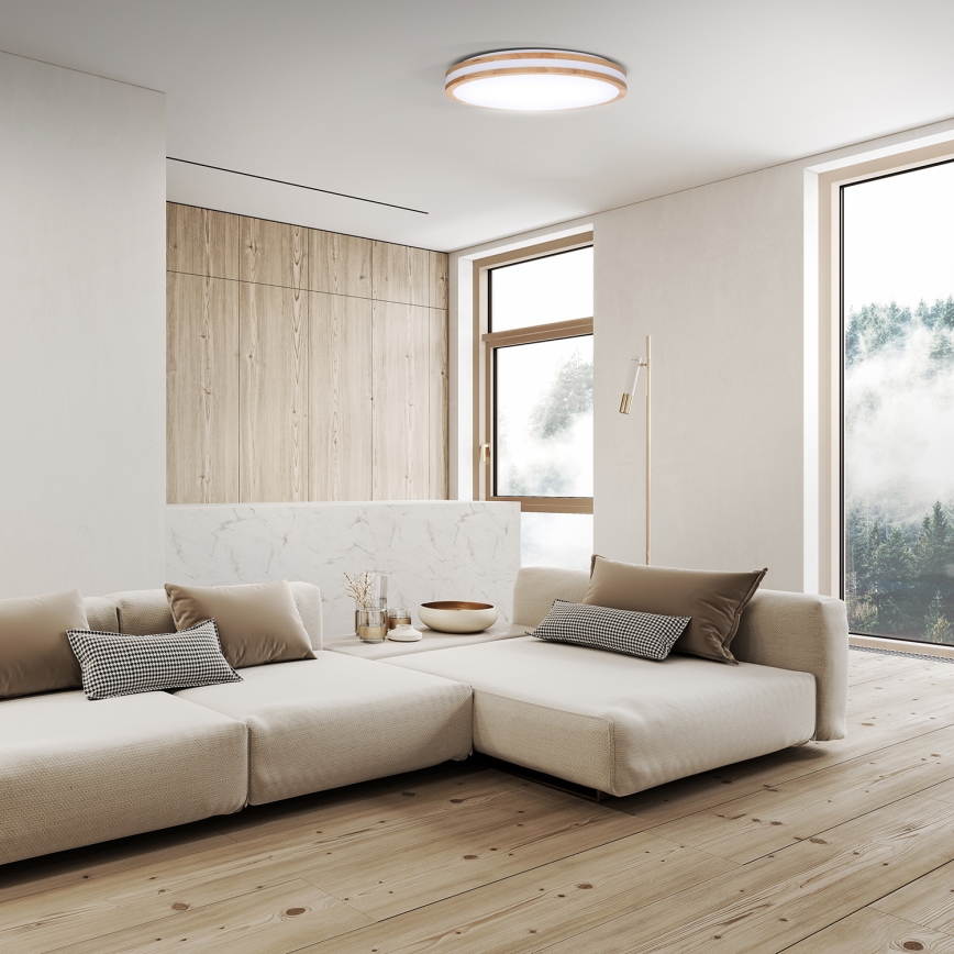 LED loftlampe dæmpbar WOODY LED/48W/230V 3000-6500K eg diameter 38 cm + fjernbetjening
