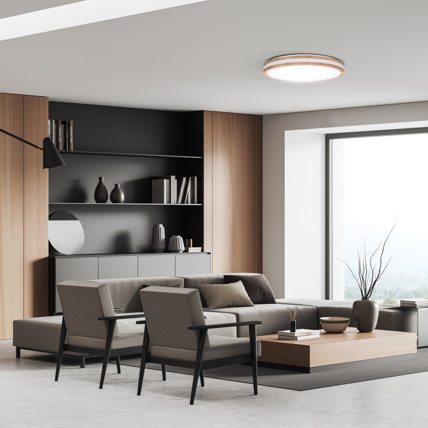 LED loftlampe dæmpbar WOODY LED/48W/230V 3000-6500K eg diameter 38 cm + fjernbetjening