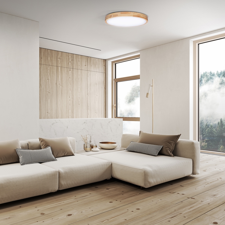 LED loftlampe dæmpbar SOLID OAK LED/60W/230V 3000-6500K eg diameter 51 cm + fjernbetjening