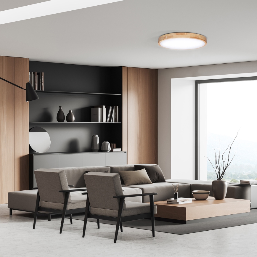 LED loftlampe dæmpbar SOLID OAK LED/60W/230V 3000-6500K eg diameter 51 cm + fjernbetjening