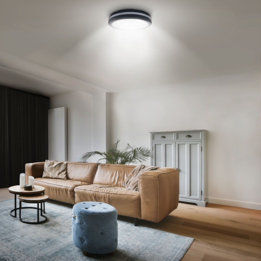 LED Dæmpbar udendørs loft lys LED/36W/40W/44W/230V 3000/4000/6500K IP65 sort