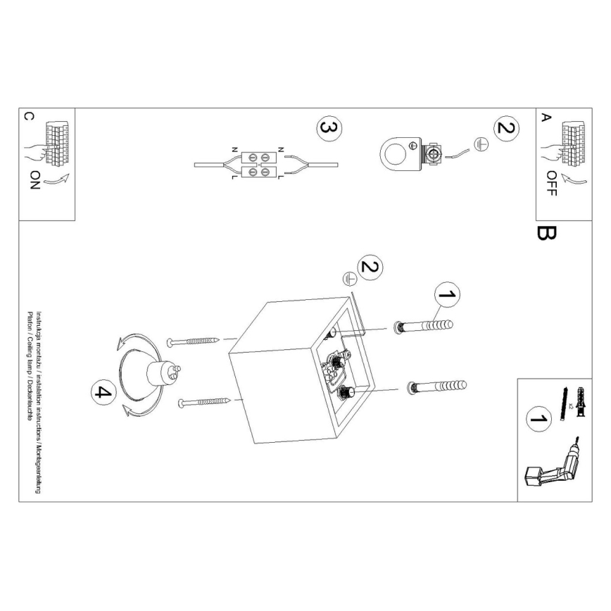 Spotlampe QUAD 1 1xGU10/10W/230V grå