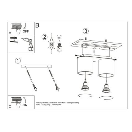 Sollux SL.0056 - Loftlampe ORBIS 2 2xGU10/40W/230V hvid