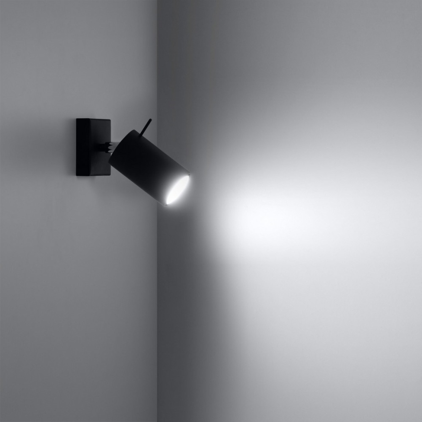 Vægspot RING 1xGU10/10W/230V sort