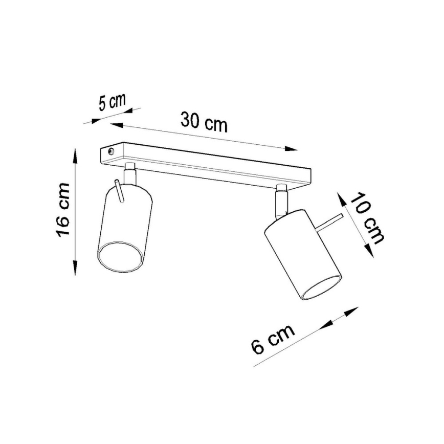 Spotlampe RING 2 2xGU10/10W/230V sort