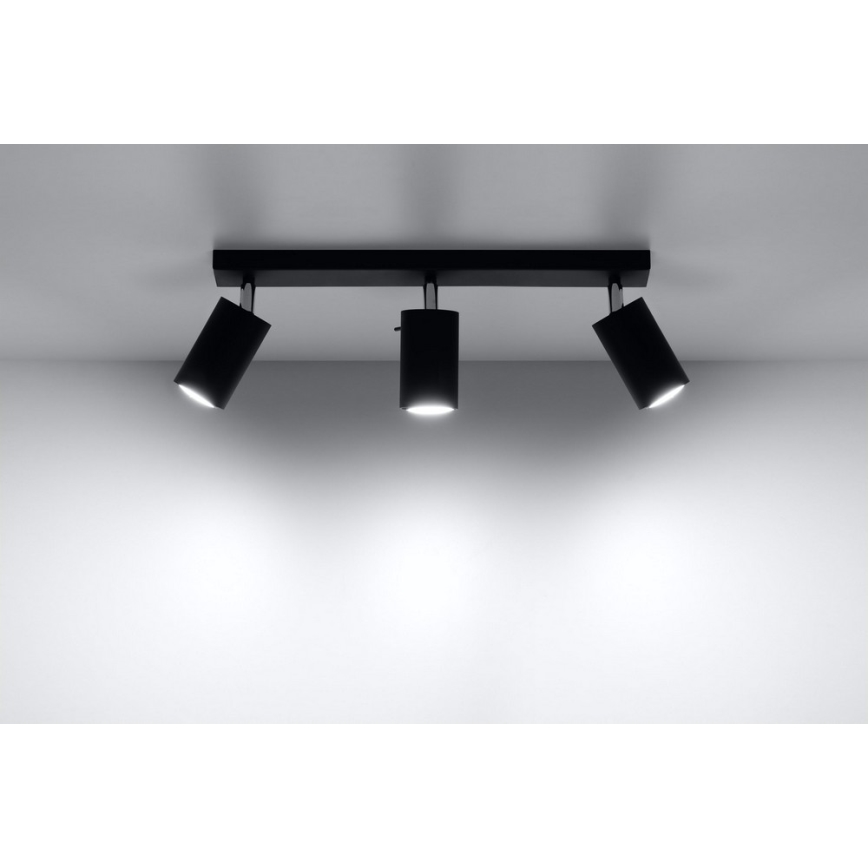 Spotlampe RING 3 3xGU10/10W/230V sort