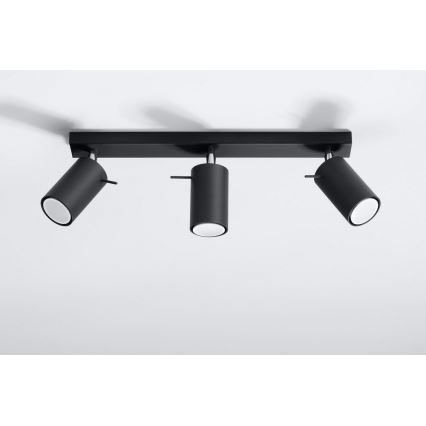 Spotlampe RING 3 3xGU10/10W/230V sort