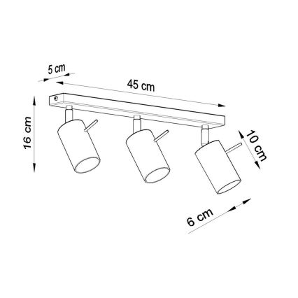 Spotlampe RING 3 3xGU10/10W/230V sort