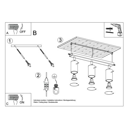 Spotlampe RING 3 3xGU10/10W/230V sort