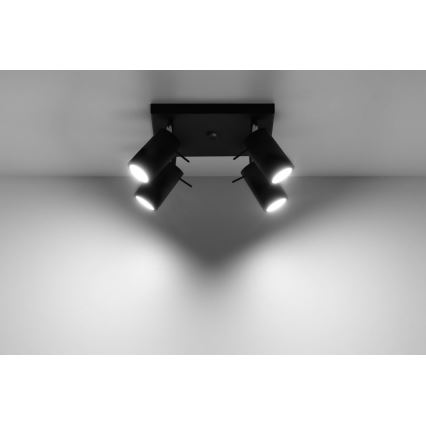 Spotlampe RING 4 4xGU10/10W/230V sort