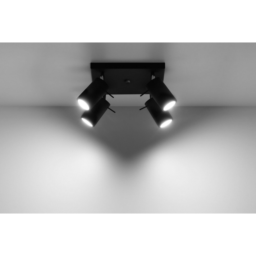 Spotlampe RING 4 4xGU10/10W/230V sort