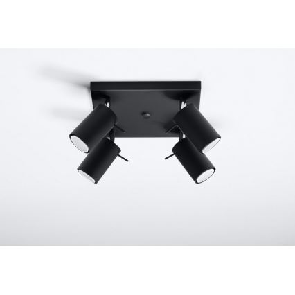 Spotlampe RING 4 4xGU10/10W/230V sort