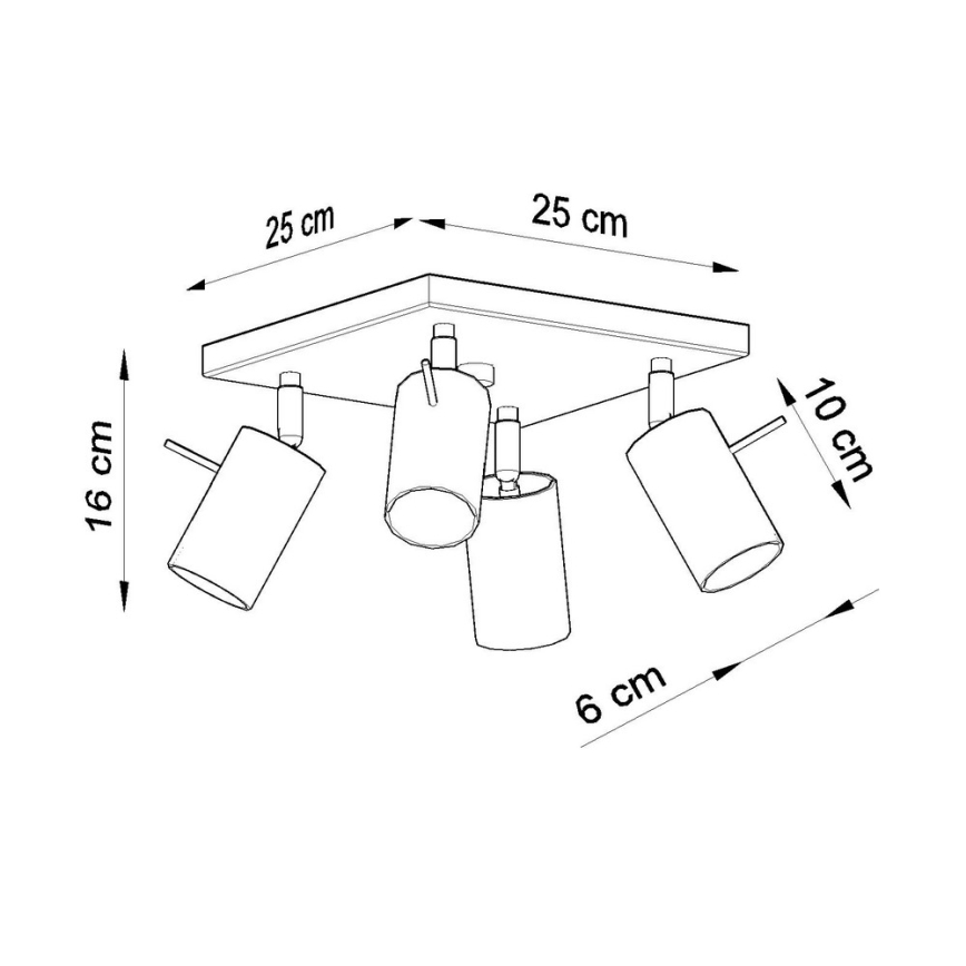 Spotlampe RING 4 4xGU10/10W/230V sort