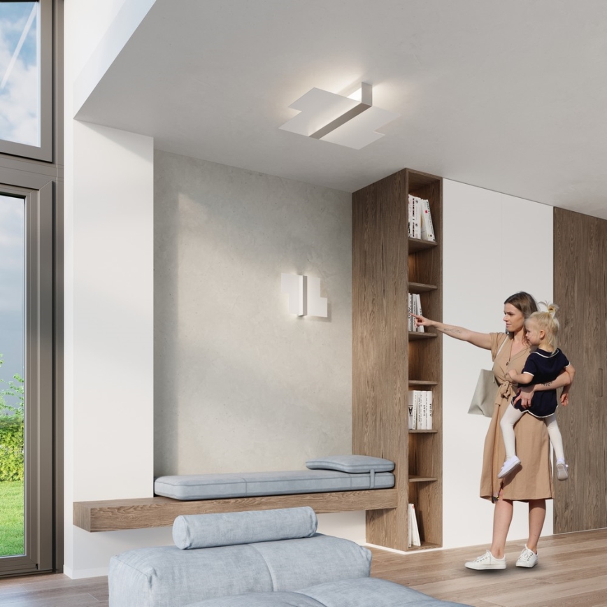 Loftlampe MASSIMO 2xE27/60W/230V hvid/skinnende krom