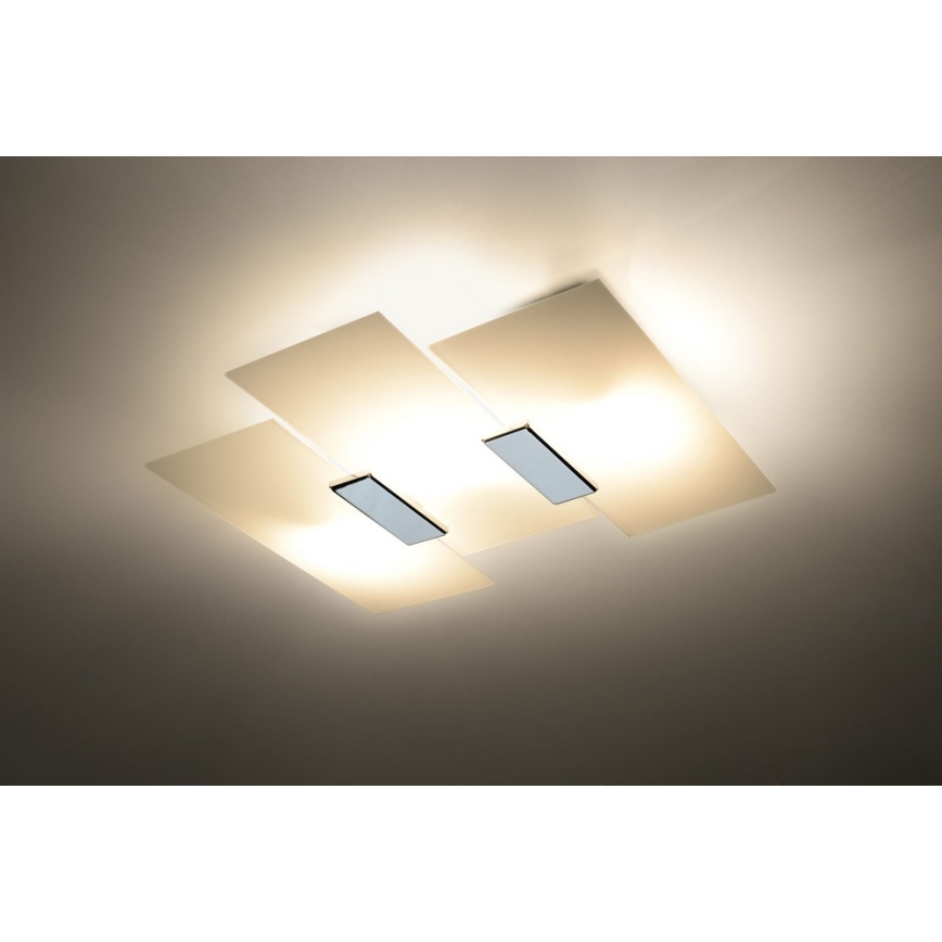 Loftlampe FABIANO 3xE27/60W/230V hvid/skinnende krom