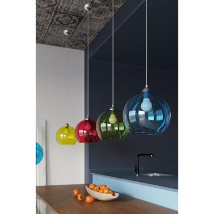 Pendel på ledning BALL 1xE27/15W/230V Ø 30 cm klar / blank krom