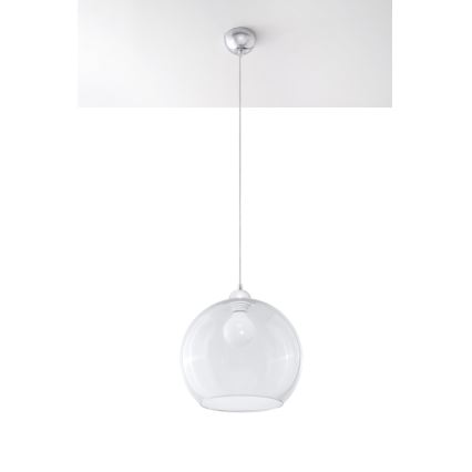 Pendel på ledning BALL 1xE27/15W/230V Ø 30 cm klar / blank krom