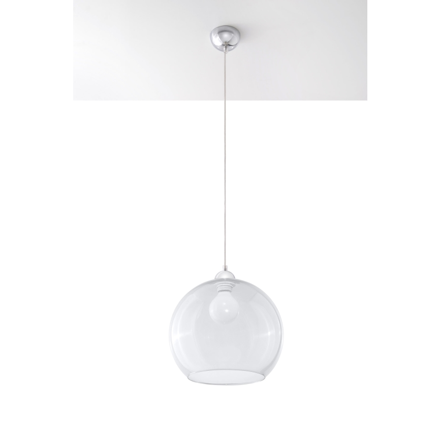 Pendel på ledning BALL 1xE27/15W/230V Ø 30 cm klar / blank krom
