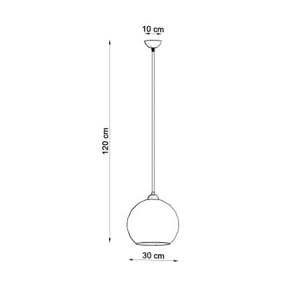 Pendel på ledning BALL 1xE27/15W/230V Ø 30 cm klar / blank krom