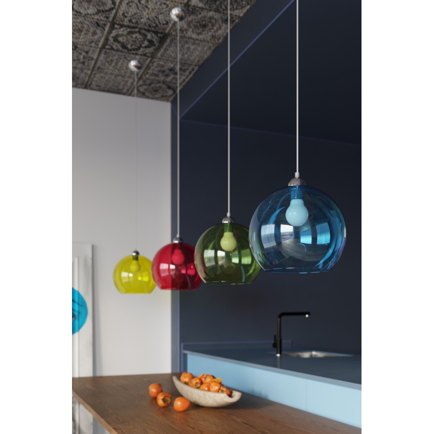 Pendel på wire BALL 1xE27/15W/230V Ø 30 cm hvid/blank krom