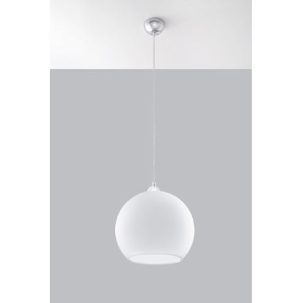 Pendel på wire BALL 1xE27/15W/230V Ø 30 cm hvid/blank krom
