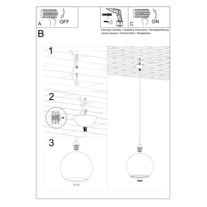 Pendel på wire BALL 1xE27/15W/230V Ø 30 cm hvid/blank krom