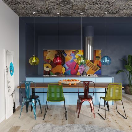 Pendellampe med ledning BALL 1xE27/15W/230V Ø 30 cm hvid