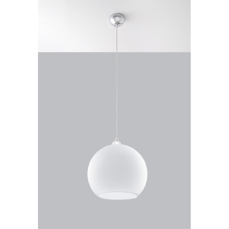 Pendellampe med ledning BALL 1xE27/15W/230V Ø 30 cm hvid