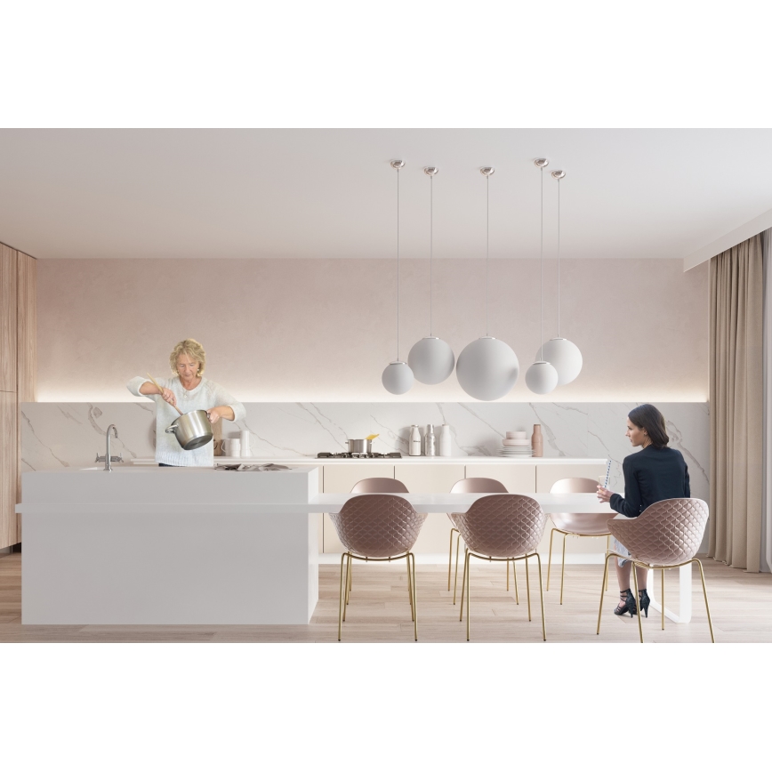 Pendel på ledning UGO 1xE27/15W/230V Ø 20 cm hvid