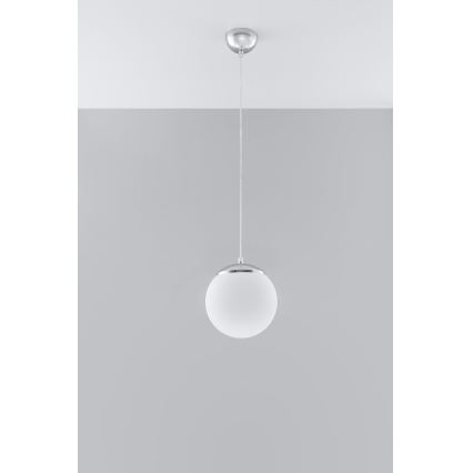 Pendellampe på kabel UGO 1xE27/15W/230V Ø 20 cm hvid/blank krom