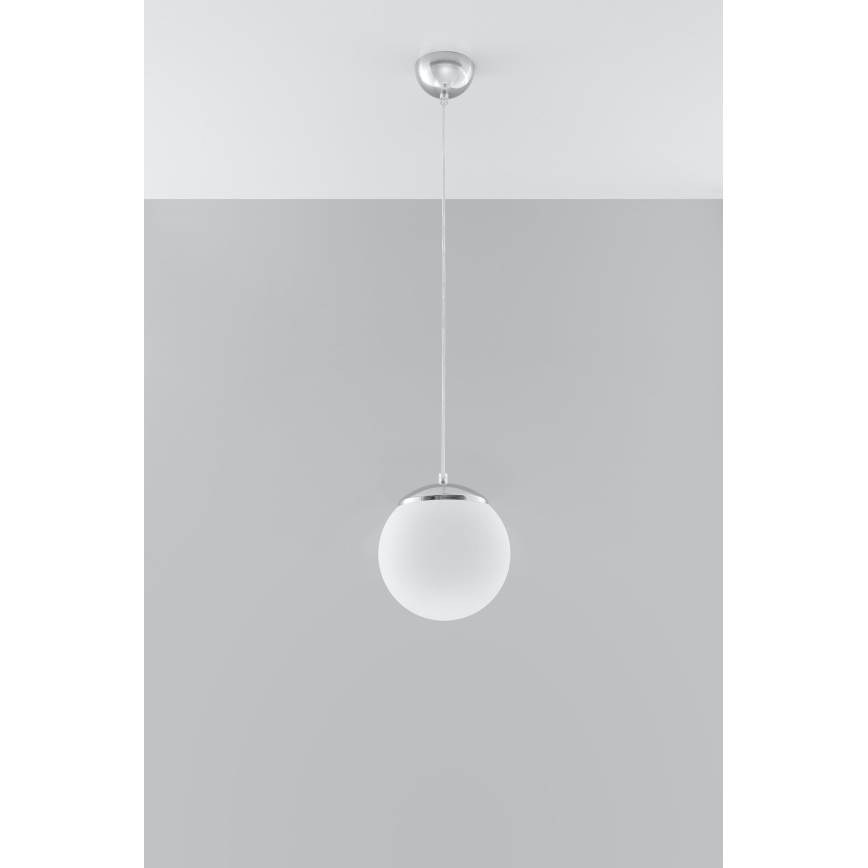 Pendellampe på kabel UGO 1xE27/15W/230V Ø 20 cm hvid/blank krom
